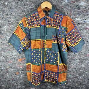 Expressions Worldwide Shirt Mens Small Abstract Geometric Art 90s‎ Vintage Style